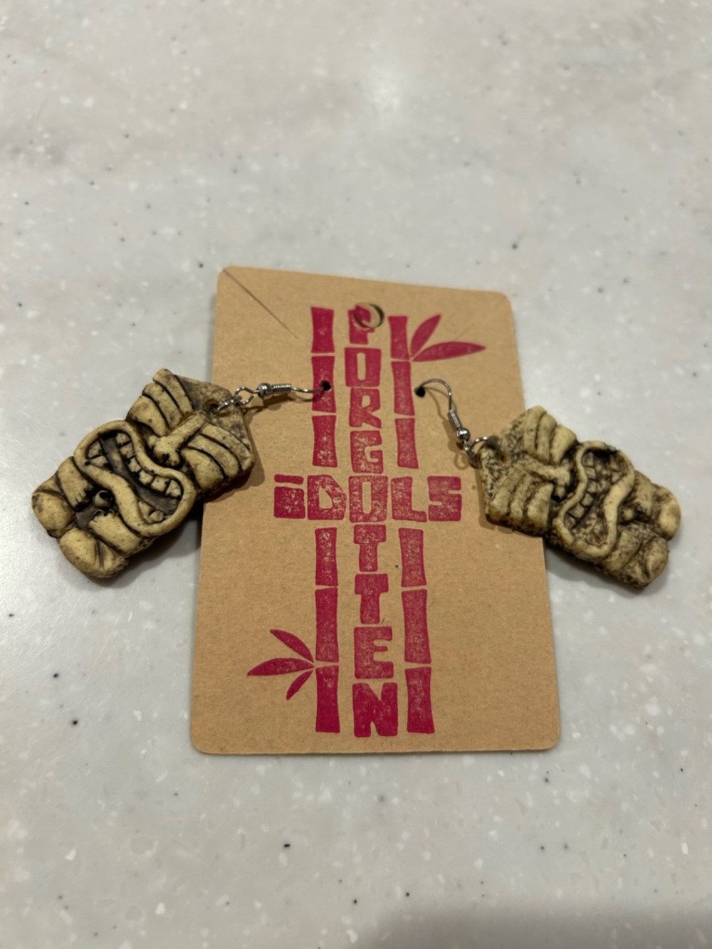 Handcrafted Tiki Dangle Earrings by Forgotten Idols - Picture 4 of 6